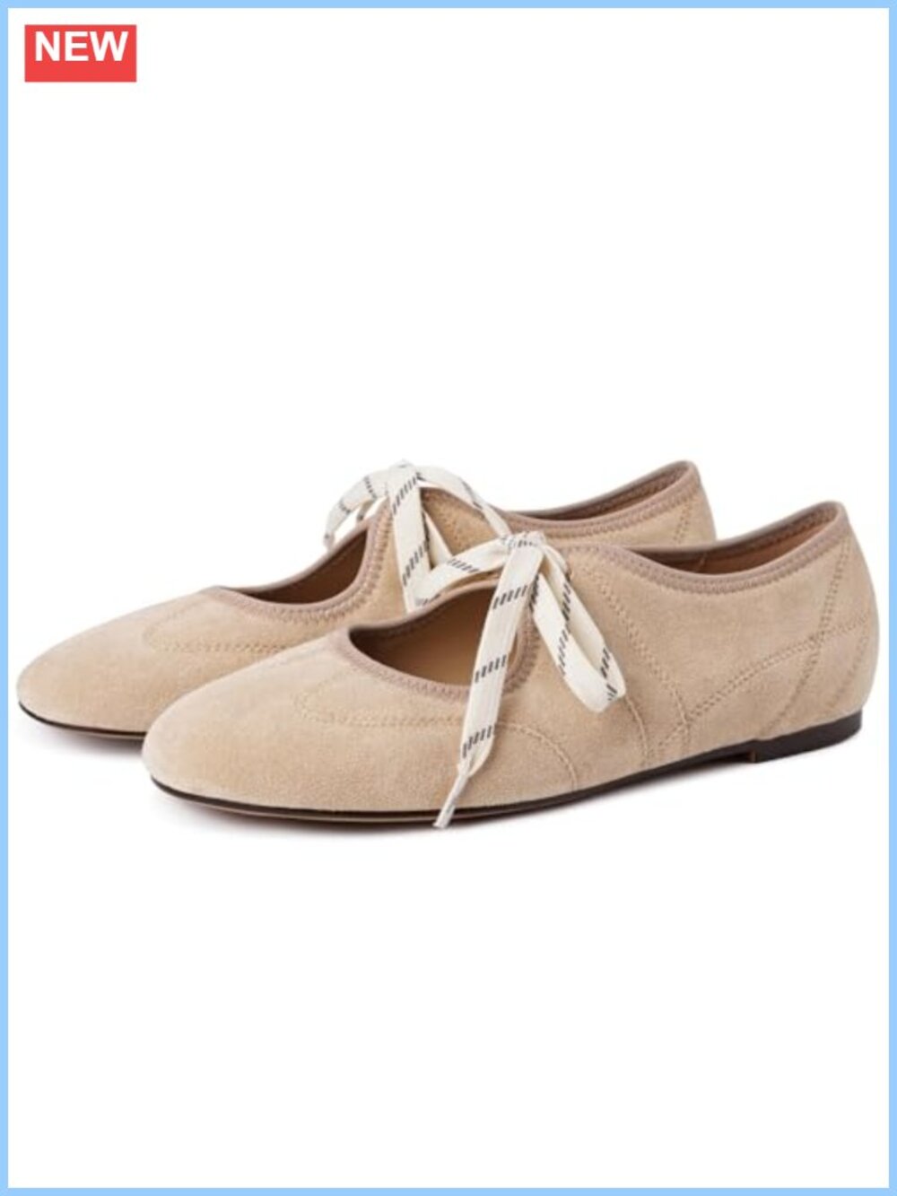 Faux Suede Lace Up Ballet Flats Women Round Toe Comfort Mary Jane Shoes